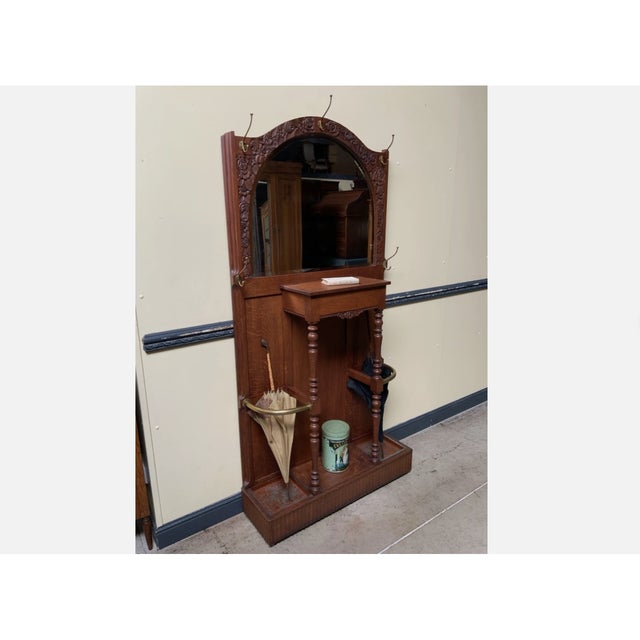 Vintage Art Deco Clothes Rack with Fold-Out Compartment, 1930 For Sale - Image 3 of 10