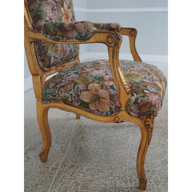 Wood Pair of Louis XV Giltwood Fauteuils Armchairs For Sale - Image 7 of 18