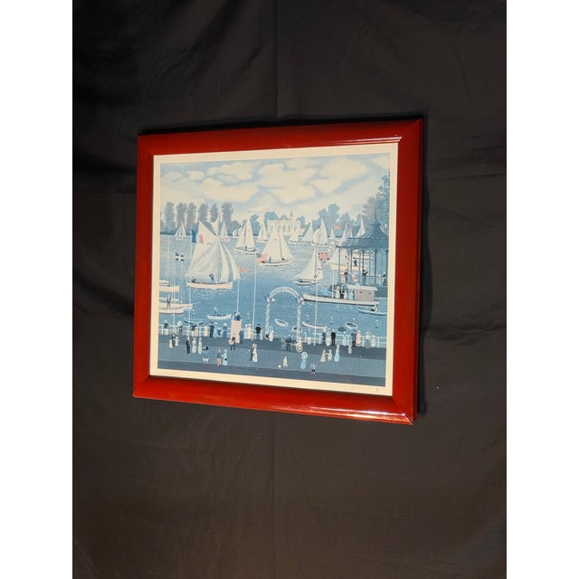 1991 French Harbor Sailboat Framed Print After Michel Delacroix For Sale - Image 4 of 10