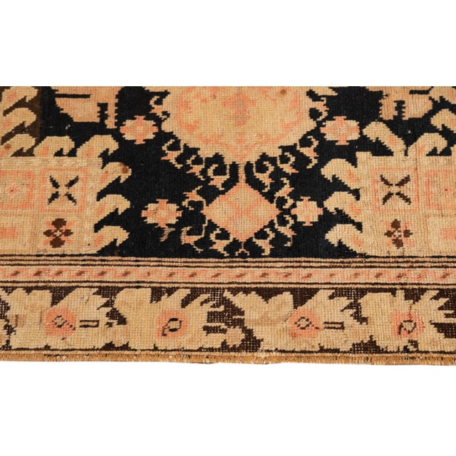 Turkish Late 19th Century Long Antique Karabakh Handmade Beige Wool Runner With Medallion Design For Sale - Image 3 of 7