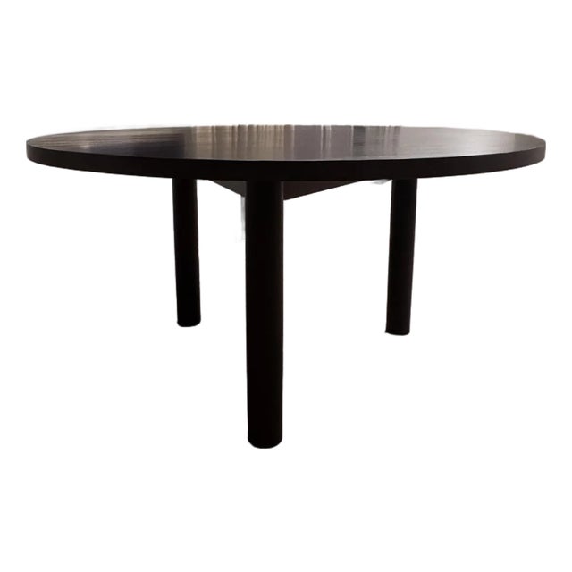 Modern Solid Oak Dining Table in Luxurious Dark Wood Tone For Sale