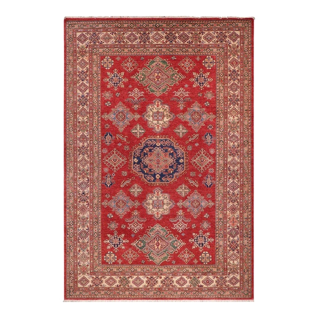 Rustic Super Kazak Red/Beige Wool Rug - 8'9'' X 11'8'' For Sale