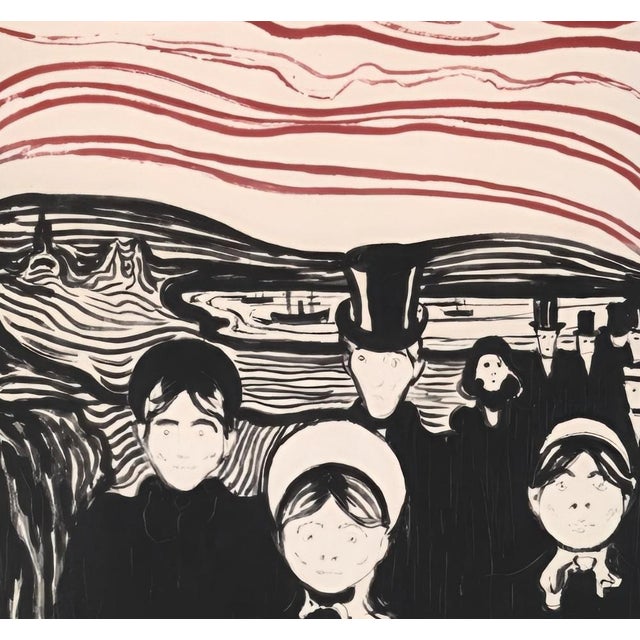 Edvard Munch (1863-1944) (Based on) &;Anxiety; Digital silkscreen print signed in the plate Limited edition Fabriano art...