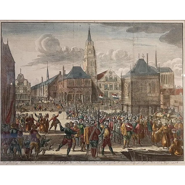 Scene of the Alteration of Amsterdam, 1720, Paper, Framed For Sale - Image 3 of 6