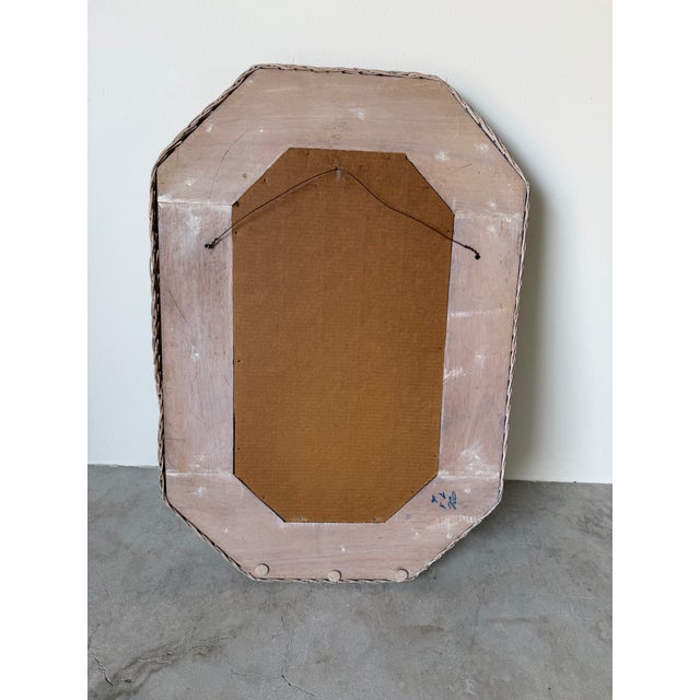 1980s Vintage Coastal Organic Woven Wicker Octagonal Wall Mirror For Sale - Image 13 of 13