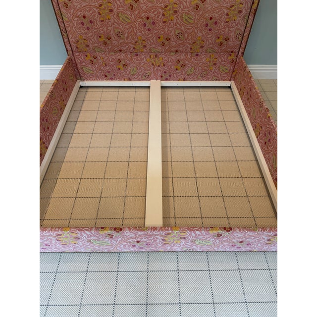 Raoul Textiles Indira Rouge King Size Bed Frame With Nailheads For Sale - Image 9 of 12