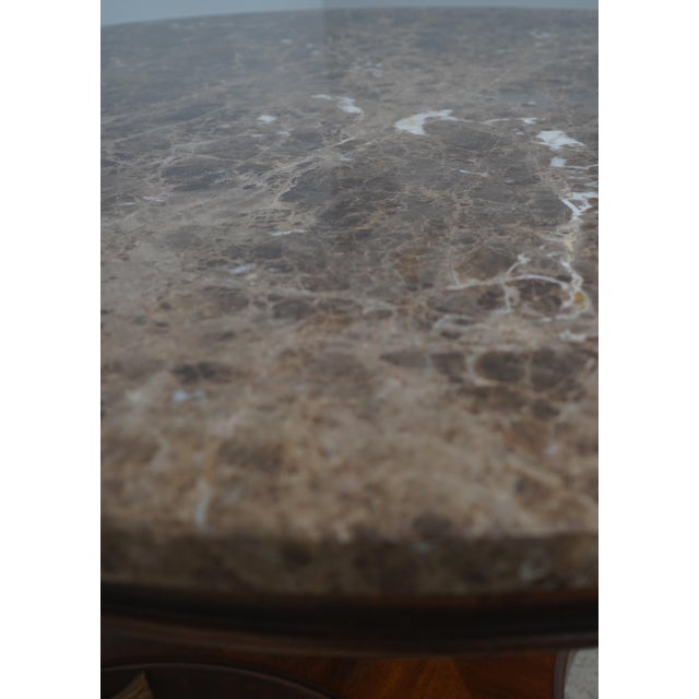 Brown Drexel Heritage Round Regency Style Marble Top Table For Sale - Image 8 of 15