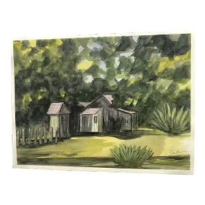 Nancy Smith Original Contemporary Watercolor Landscape "That Outhouse by the Road"