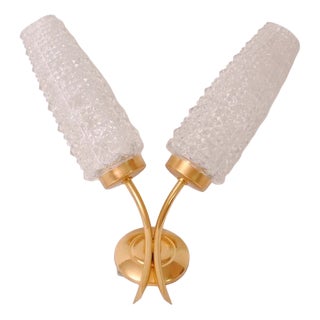 Vintage Wall Sconce with Cut Glass Tulips, 1960s For Sale