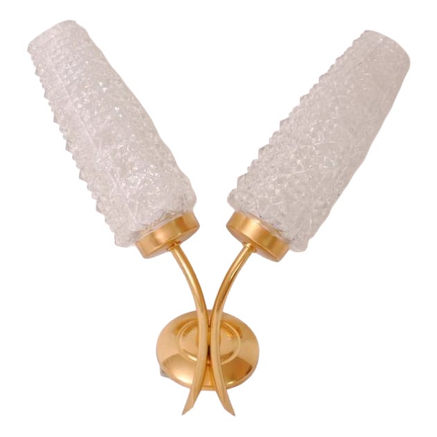 Vintage Wall Sconce with Cut Glass Tulips, 1960s For Sale