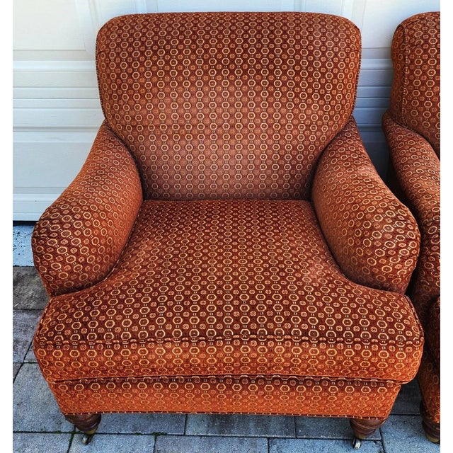 Robert Allen Club Chairs Plush English Pair For Sale - Image 9 of 14