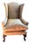 Vintage or Antique Silk Damask Wing Chair For Sale