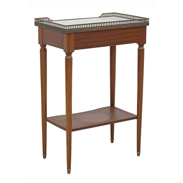 Mid 20th Century Louis XVI White Marble Top Petite Console For Sale - Image 6 of 6