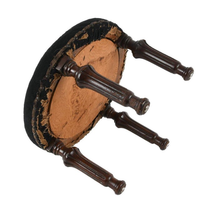 Textile Antique 20th Century Floral Needlework Footstool For Sale - Image 7 of 7