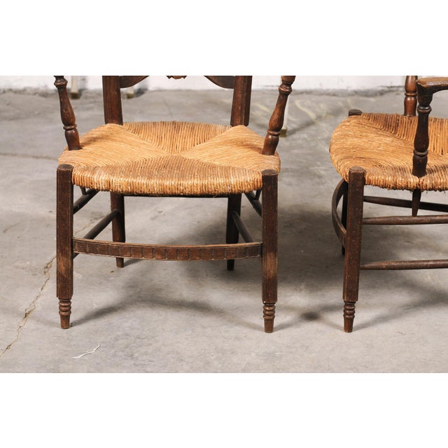 Pair of 19th C. Rush Seat Armchairs From France For Sale - Image 12 of 13