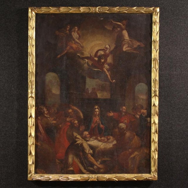 Italian School, Adoration of the Shepherds, 1680, Oil on Canvas For Sale - Image 16 of 16