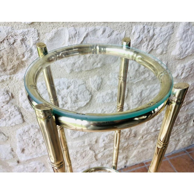 Faux Bamboo Brass and Glass Side Table, 1950s For Sale - Image 4 of 18