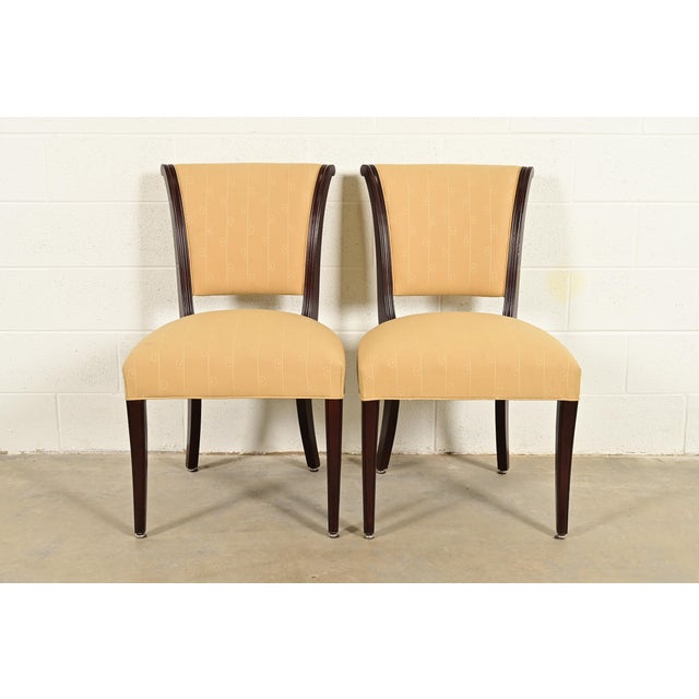 An exceptional pair of modern Regency or Art Deco style side chairs or dining chairs By Barbara Barry for Baker Furniture...