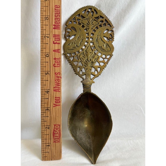 Early 19th Century Antique Persian Qajar Pierced Brass Spoon For Sale - Image 5 of 6