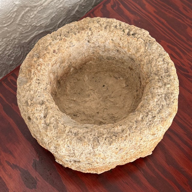 Isamu Noguchi Vintage Rustic Carved Stone Bowl Planter For Sale - Image 4 of 5