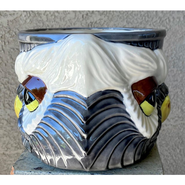 Whimsical Late 20th-Century Studio Pottery “Two-Faced” Owl Earthenware Cachepot For Sale - Image 17 of 18