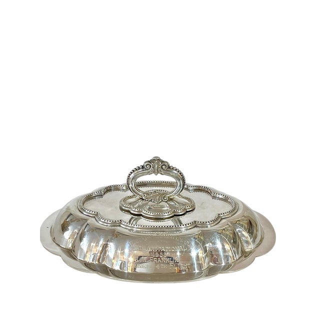 Vintage Mappin & Webb Sheffield plate covered serving dish. Engraved with Houston Country Club 35th Invitational 1953 R.K....