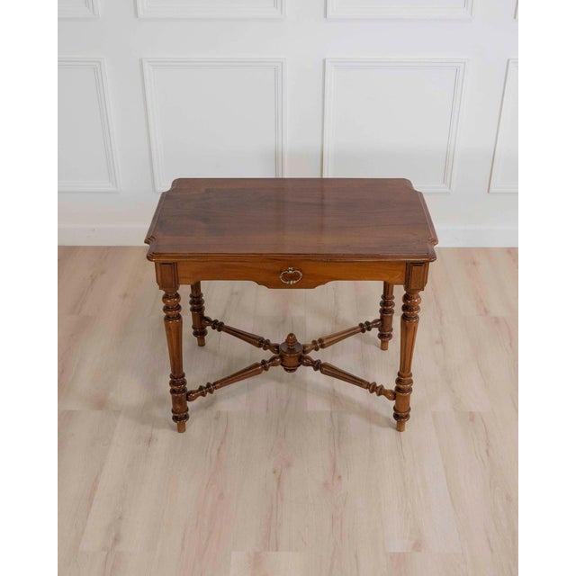 19th Century Italian Walnut Writing Desk, Neoclassical Design For Sale - Image 13 of 18