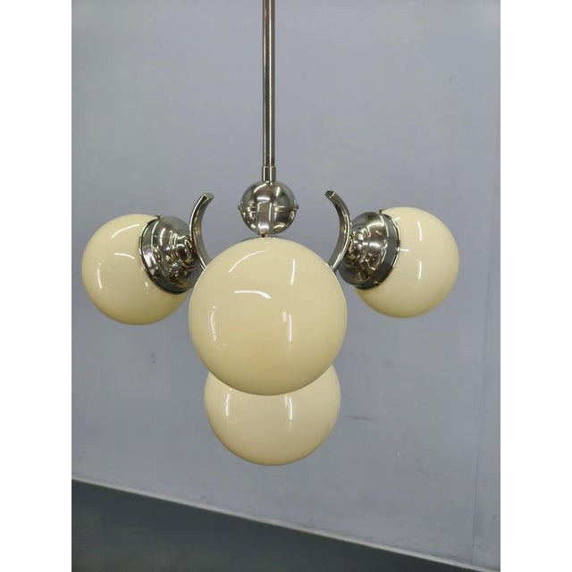 Bauhaus Czechoslovakian Globe Chandelier, 1930s For Sale - Image 4 of 13