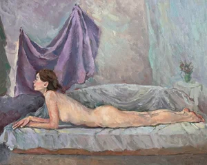 “Muse” Original Impressionistic Nude Figure Oil on Canvas Painting Art by Anna Novick