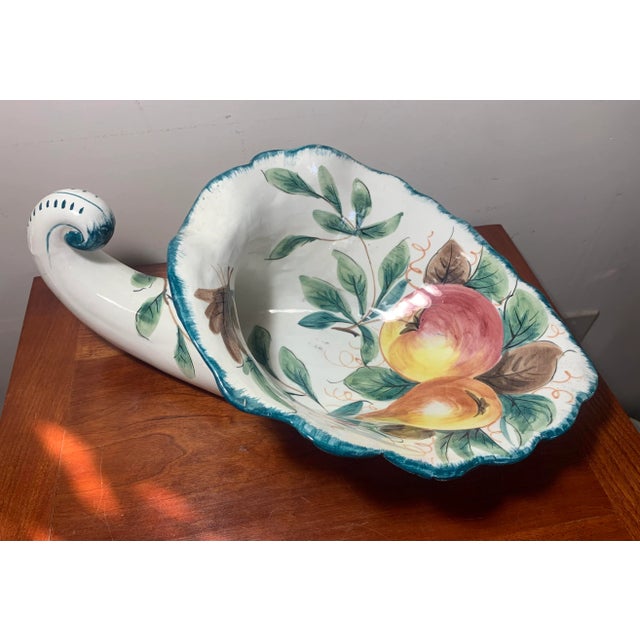 Ceramic Vintage Italian Majolica Pottery Cornucopia Centerpiece For Sale - Image 7 of 7
