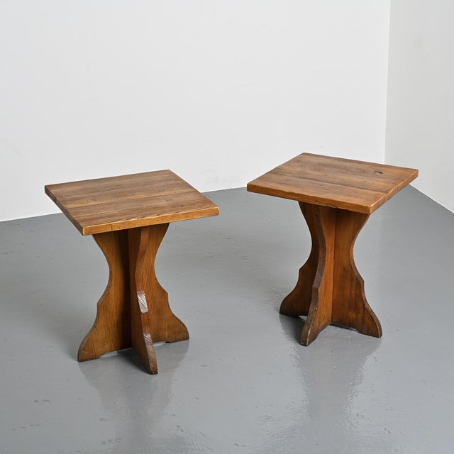 Wood Side Tables, French Alps, 1970, Set of 2 For Sale - Image 10 of 10