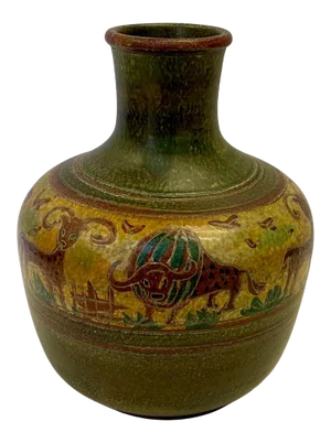 Largely Incised Italian Pottery Vase