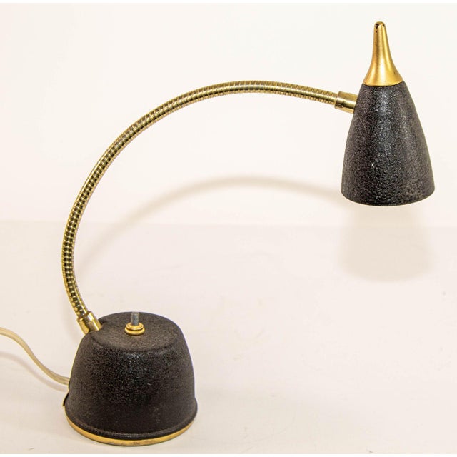 Mid-Century Modern Brass Gooseneck Desk Lamp, Black & Gold, Usa, Circa 1950s For Sale - Image 4 of 18