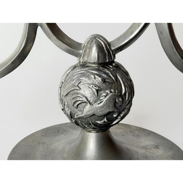 Art Deco Swedish Pewter Candelabra with Horse Relief from Svenskt Tenn, 1932 For Sale - Image 3 of 14