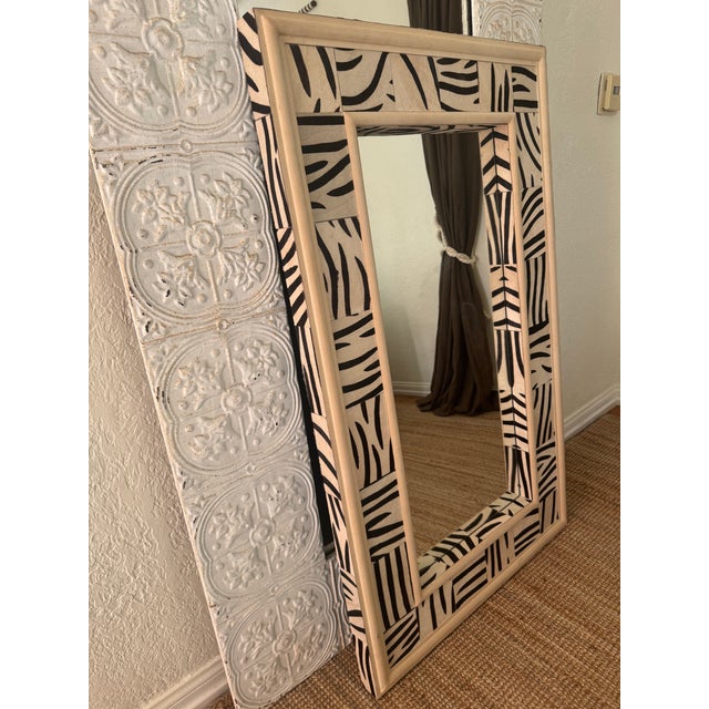 Glass Patched Faux Zebra Mirror by Mecox Gardens For Sale - Image 7 of 12