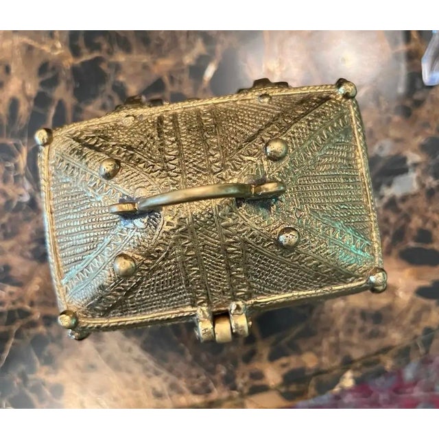 Antique Dokra Brass Treasure Trinket Box For Sale - Image 4 of 12
