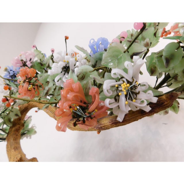 Chinese Glass And Wood Faux Bonsai Tree In White Celadon Pot Chairish