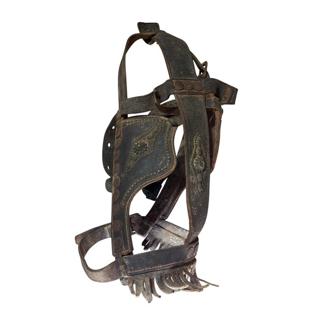 American Antique Leather Horse Bridle W/Blinders For Sale - Image 3 of 6