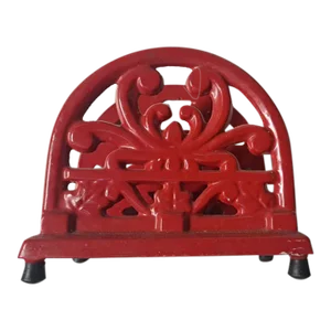 modernVintage 1990s Red Enamel Cast Iron Napkin Holder