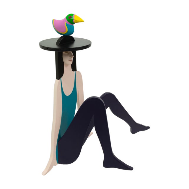 James W. Eaton, Untitled (Woman With Bird) 1989 Signed Painted Metal Sculpture For Sale In Detroit - Image 6 of 8