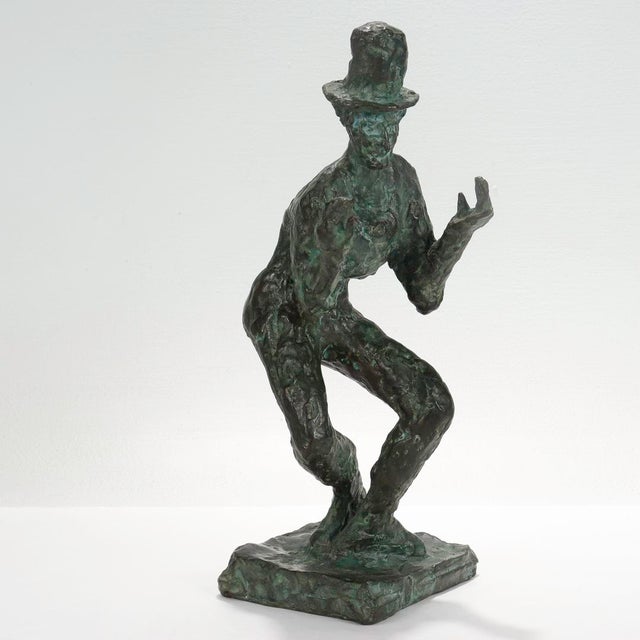 A fine bronze sculpture. By Arbit Blatas. Depicting the legendary mime - Marcel Marceau. With a verdigris patina. Marked...