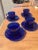 Art Nouveau 1960s Art Nouveau Style Cobalt Blue Glass Cup & Saucer Set- 8 Pieces For Sale - Image 3 of 4