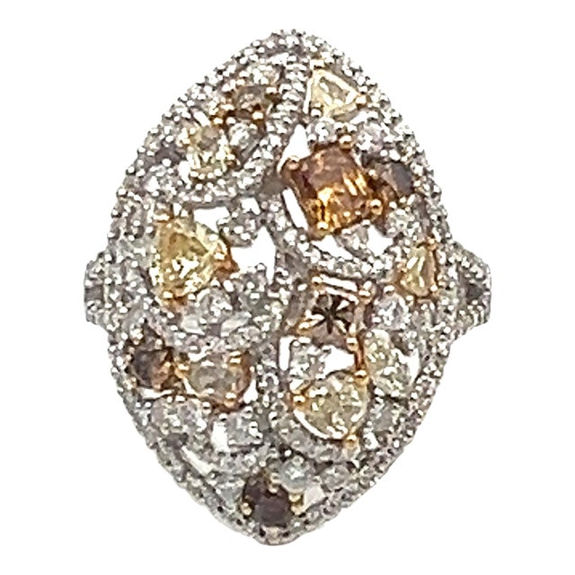 2.21 Ct Natural Brown, Yellow, and Pink Diamond Ring Size 6.5 For Sale