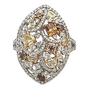 2.21 Ct Natural Brown, Yellow, and Pink Diamond Ring Size 6.5