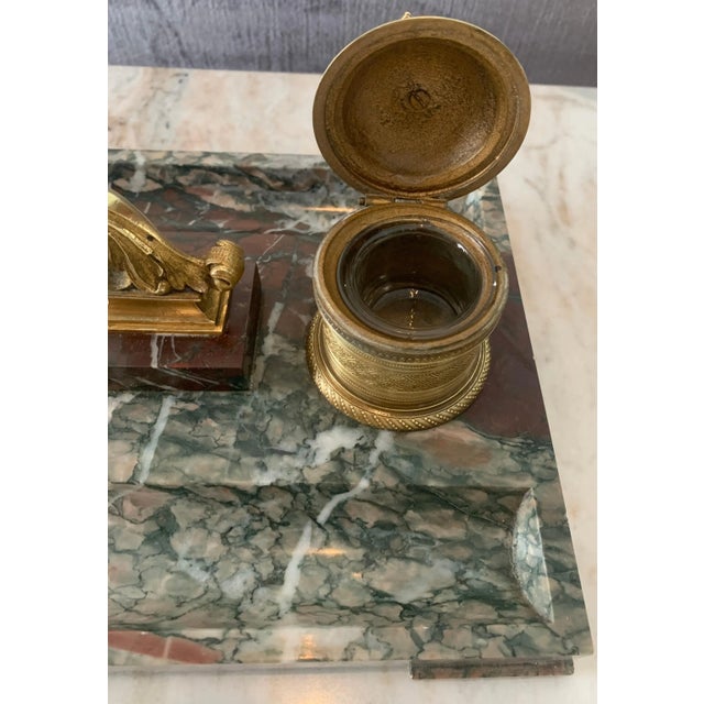 French Marble and Bronze Inkwell For Sale - Image 4 of 11