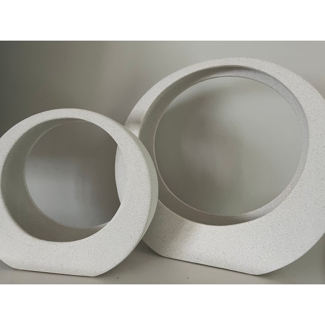 White Set of 2 Schwartz Modern White Circle Decorative Accessories / Accents / Sculptures For Sale - Image 8 of 8
