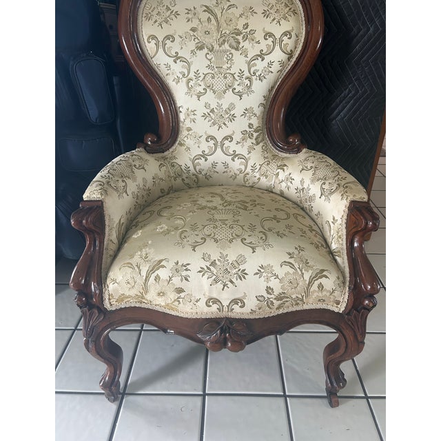 Mid 19th Century 19th Century Rococo Revival Carved Bergère Armchair, in the Manner of John Henry Belter For Sale - Image 5 of 10