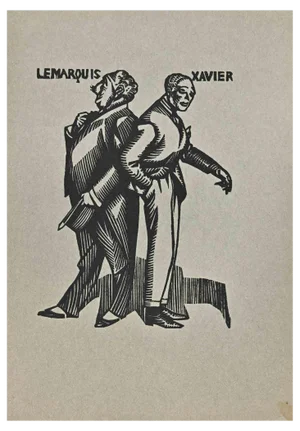 Hermann Paul, Les Deux Aristocrats, Woodcut, Early 20th Century