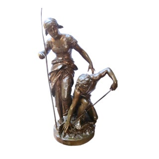 Fisherman and Girl byJules Coutan Late 19th France For Sale