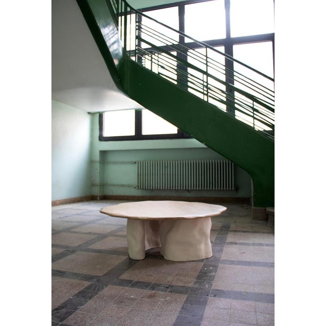 Contemporary Nü Table in French Oak and White Chamotte Stoneware by Alice Lahana Studio For Sale - Image 3 of 9